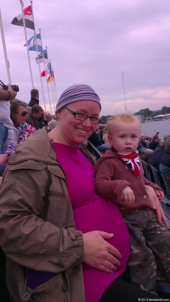 Very pregnant Mama watching the rowing