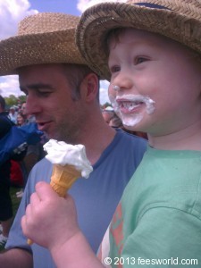 Chops eating ice-cream, happy boy