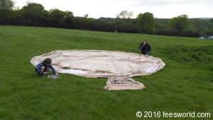 Tent out and pegged down