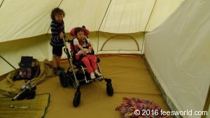 Kids inside the tent